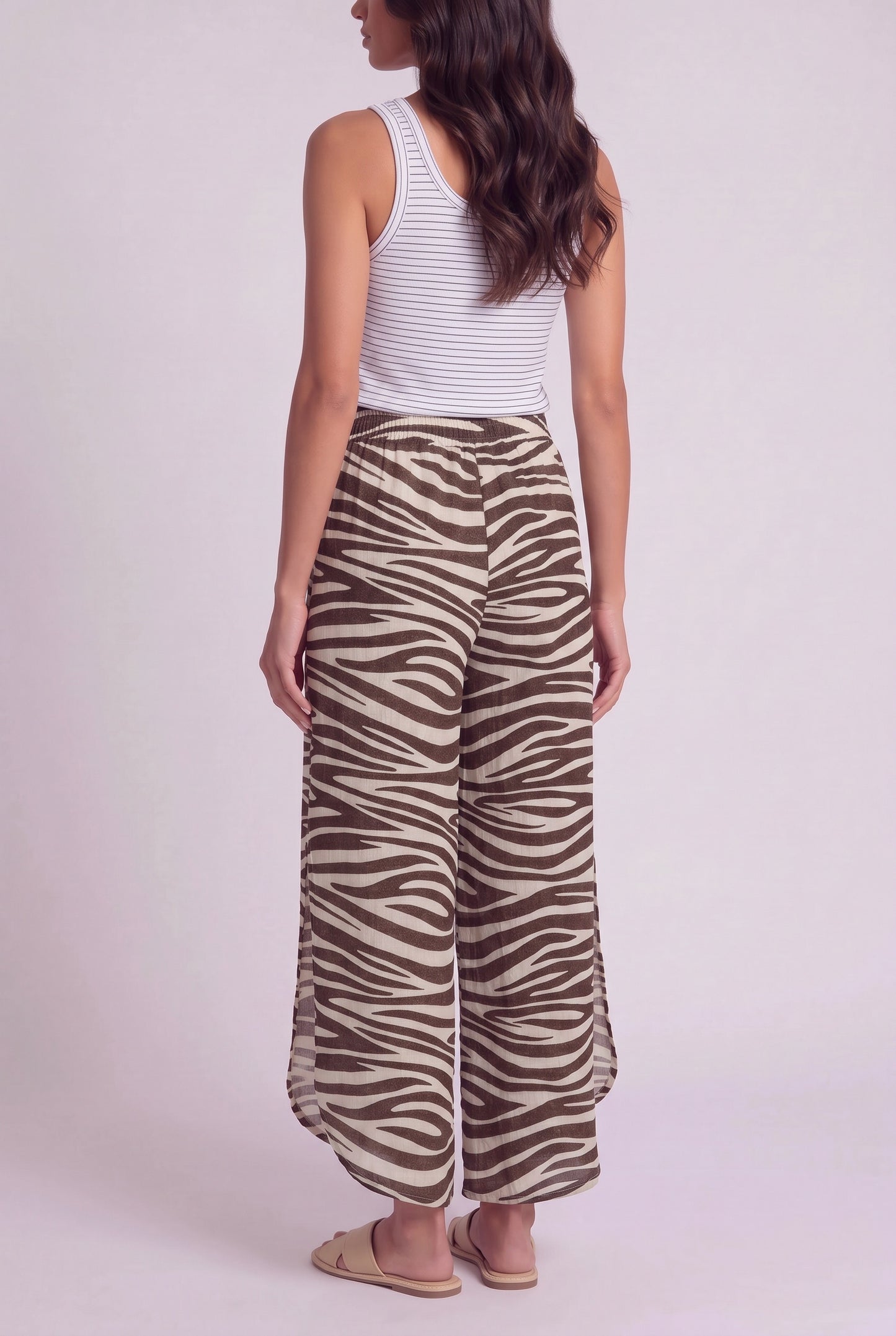 Lightweight Split-Hem Wide-Leg Pants