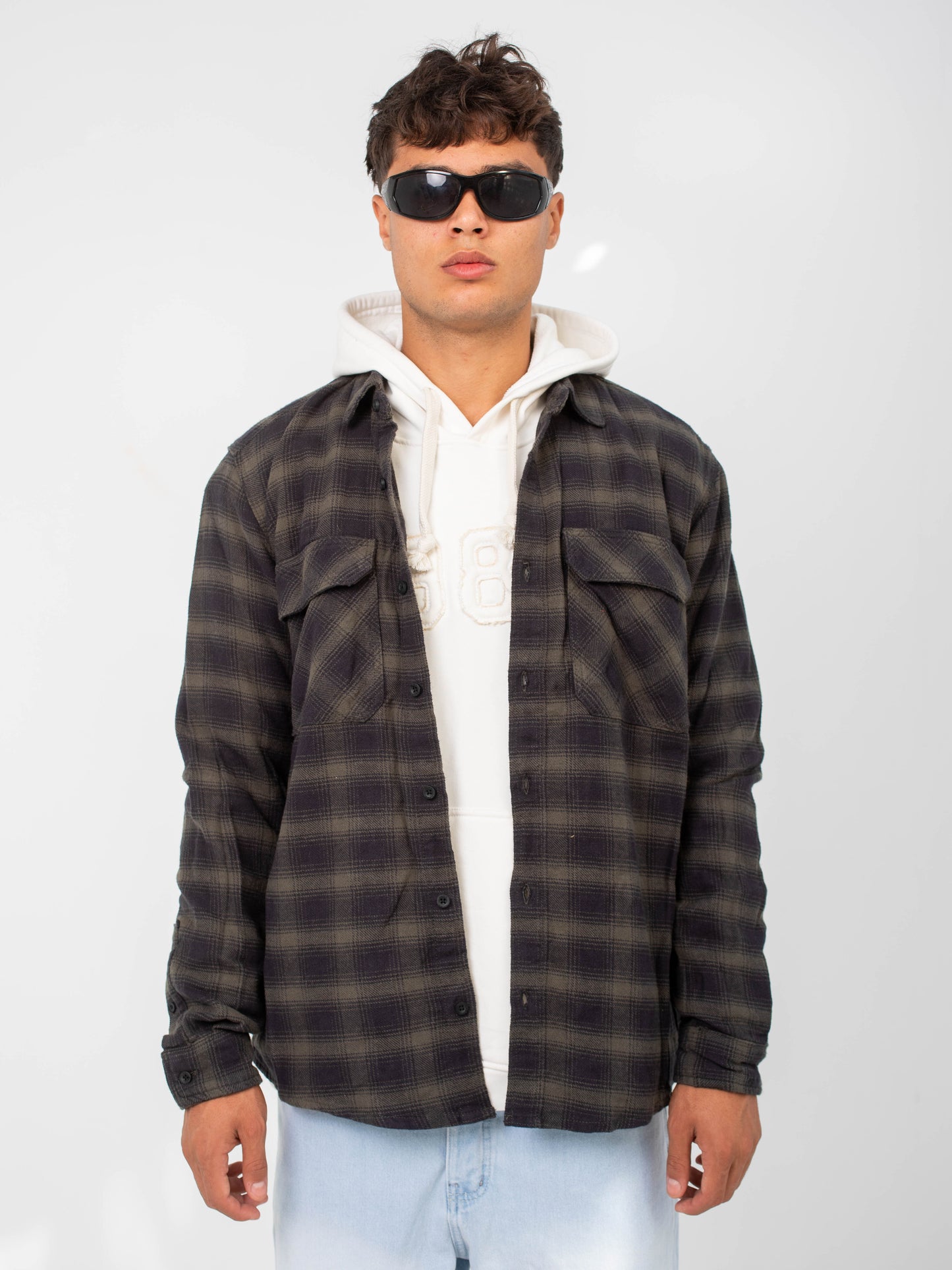 Black & Olive Checkered Overshirt