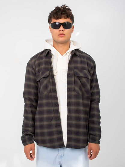 Black & Olive Checkered Overshirt