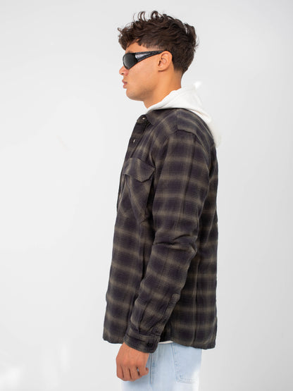 Black & Olive Checkered Overshirt
