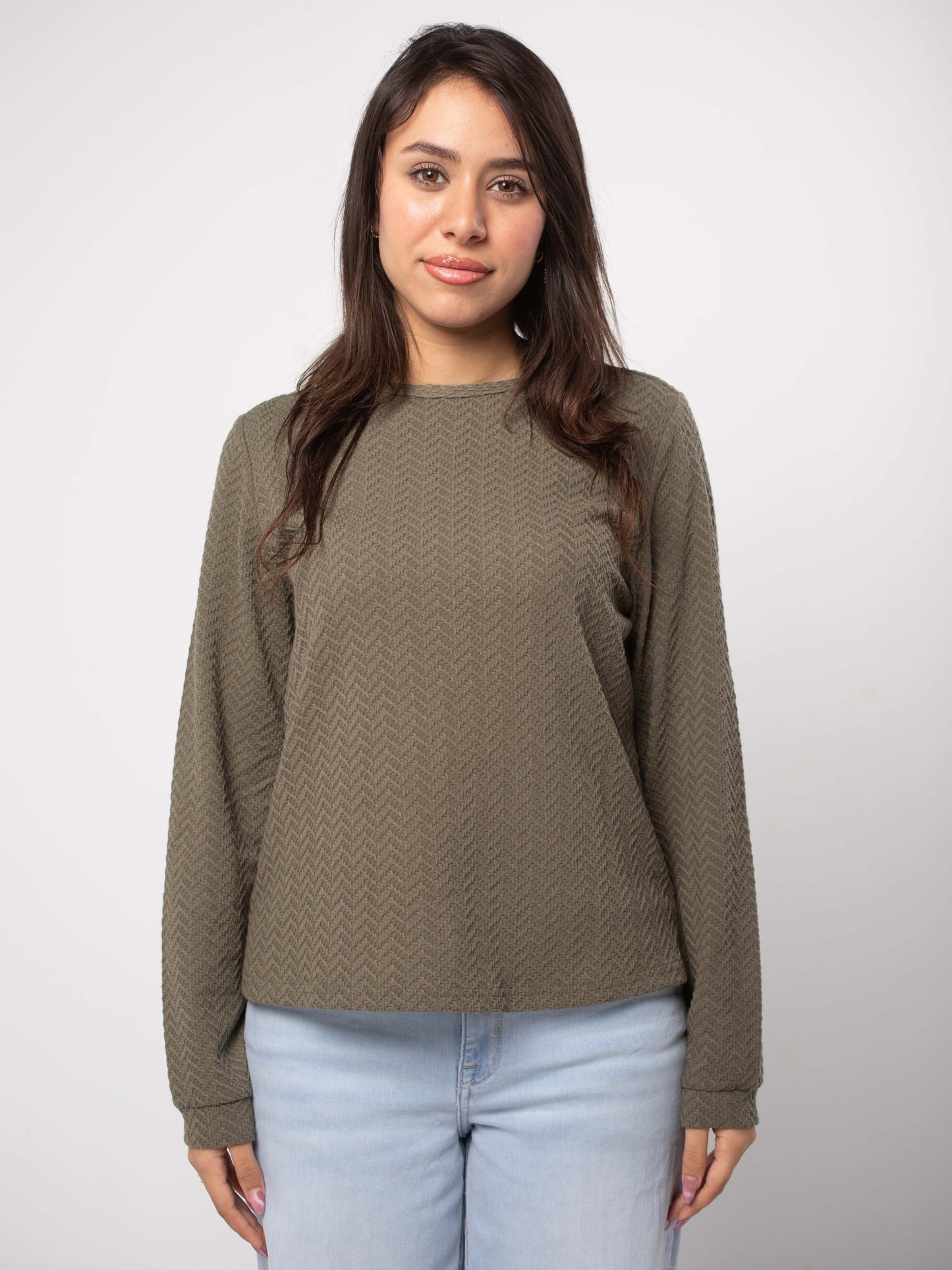 Textured Crewneck Top