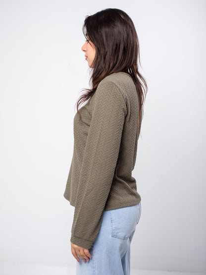 Textured Crewneck Top