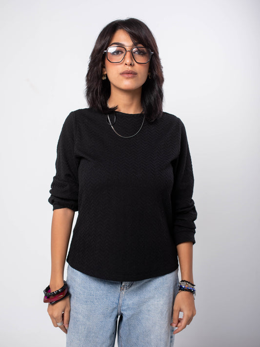 Textured Crewneck Top