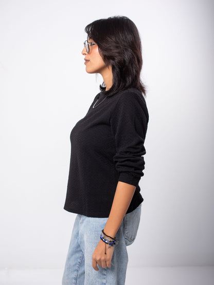 Textured Crewneck Top