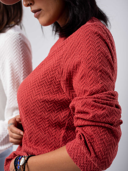 Textured Crewneck Top