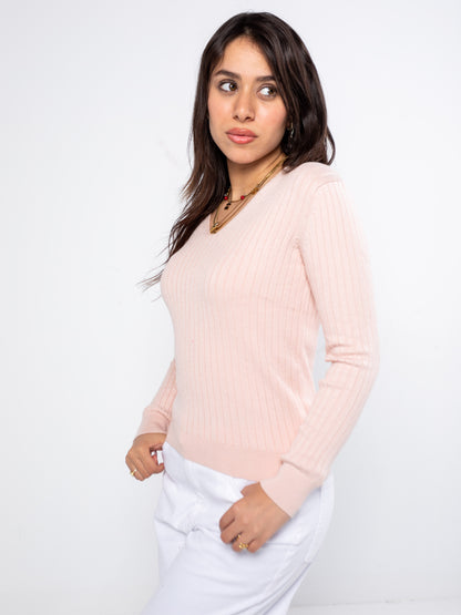 The Rib-Knit V-Neck Sweater