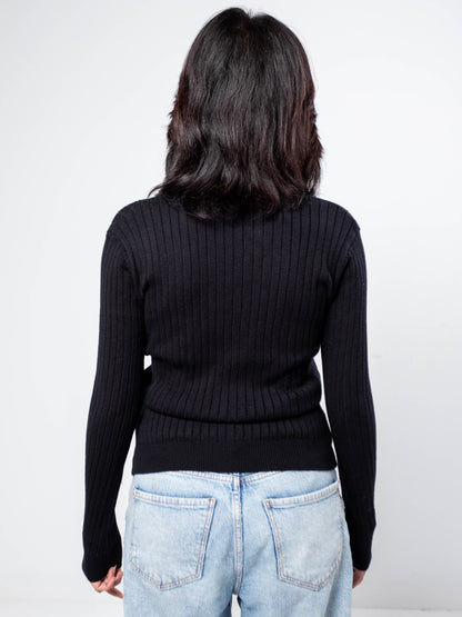 The Rib-Knit V-Neck Sweater