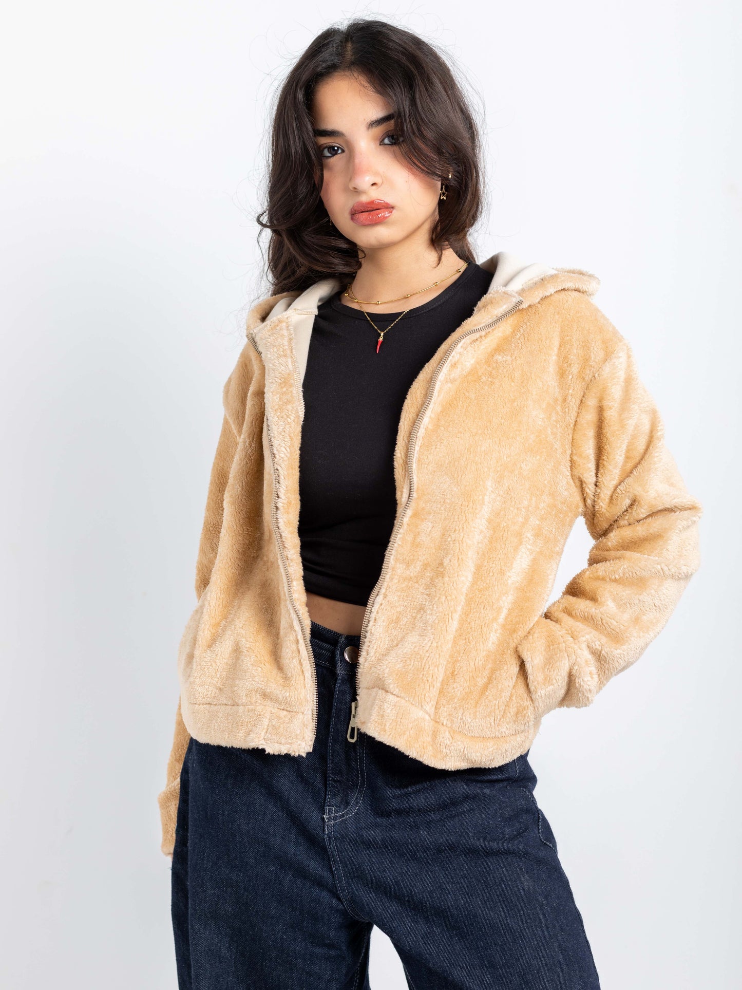 Heavyweight Faux-Fur Zip Hoodie