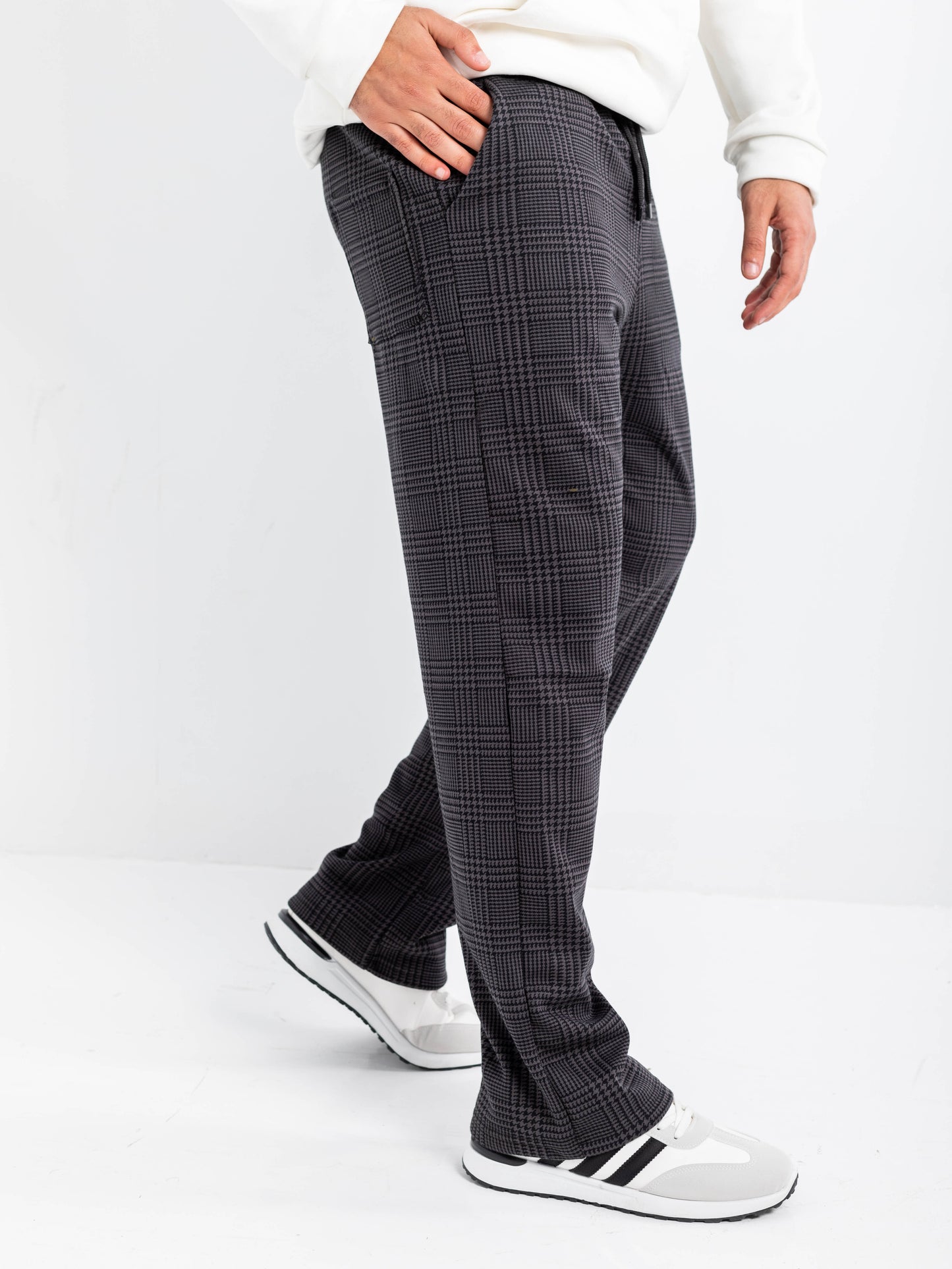 Plaid Drawstring Trousers