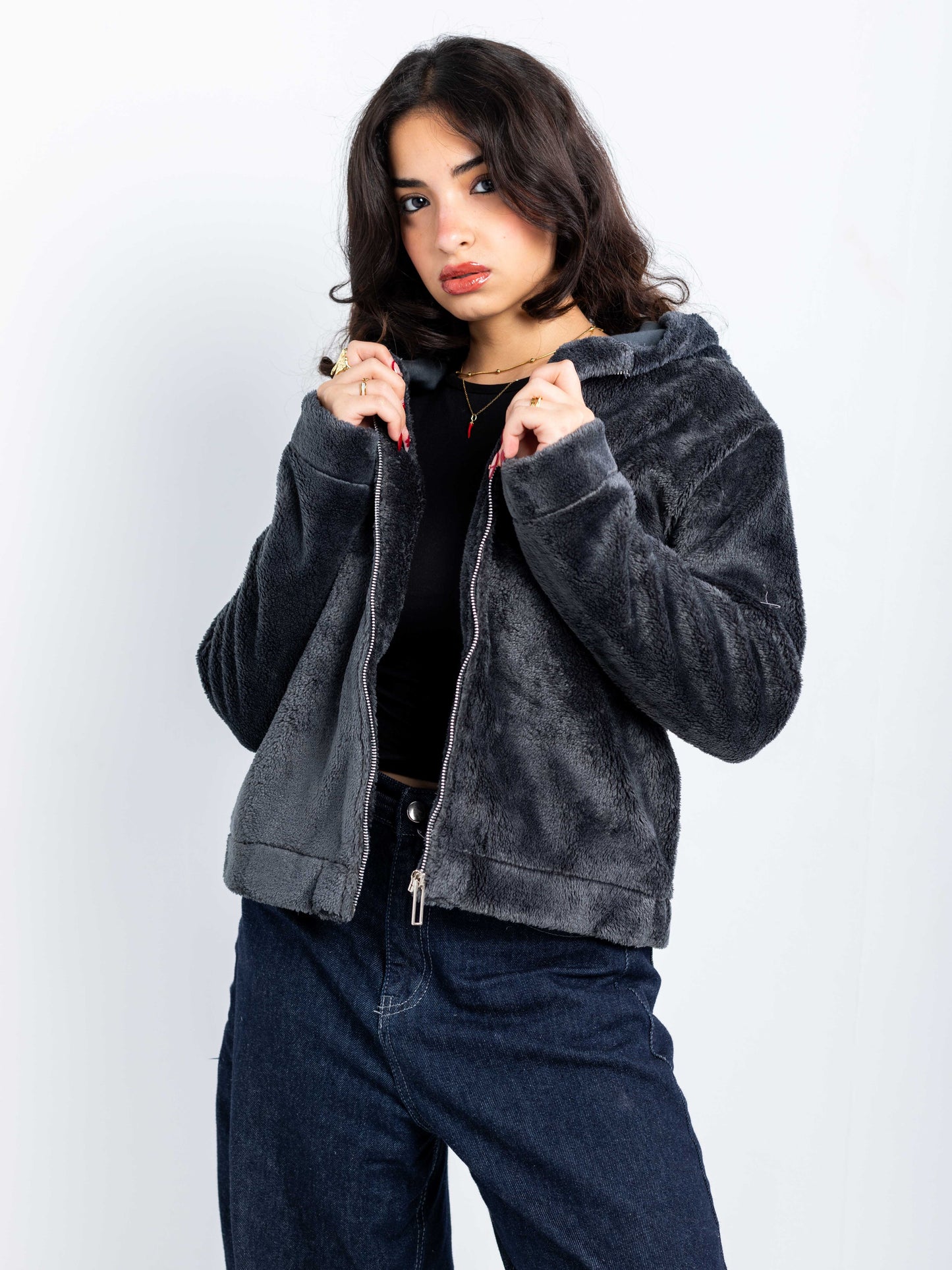 Heavyweight Faux-Fur Zip Hoodie