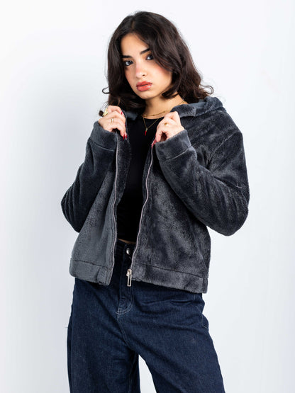 Heavyweight Faux-Fur Zip Hoodie