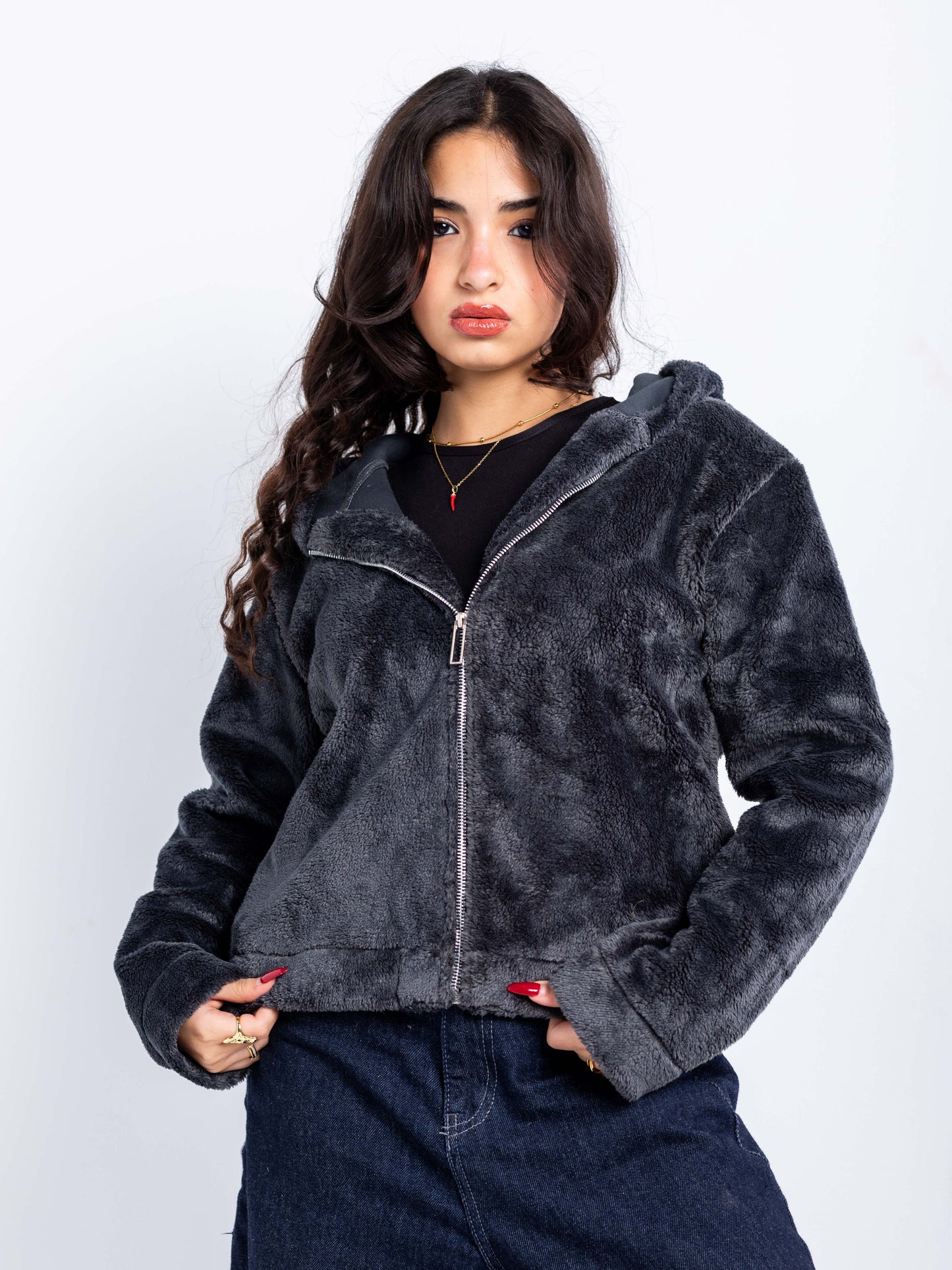 Heavyweight Faux-Fur Zip Hoodie
