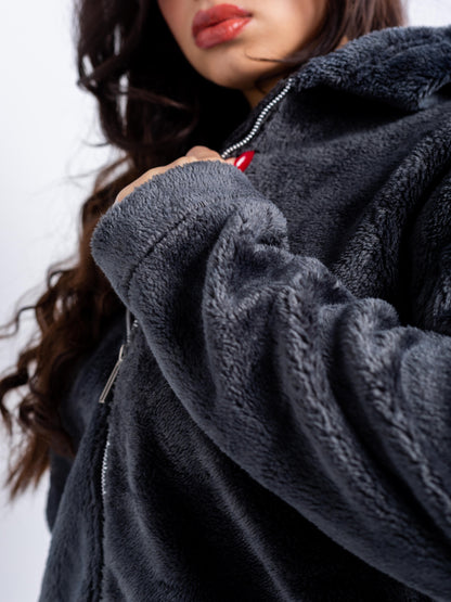 Heavyweight Faux-Fur Zip Hoodie