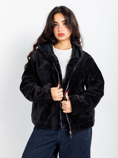 Heavyweight Faux-Fur Zip Hoodie
