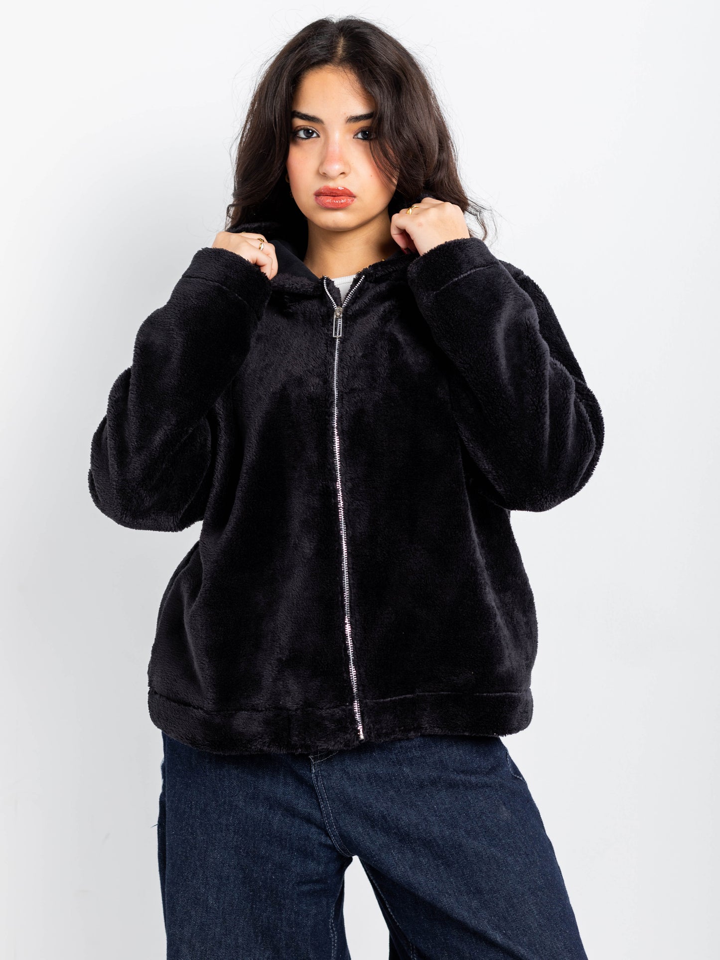 Heavyweight Faux-Fur Zip Hoodie