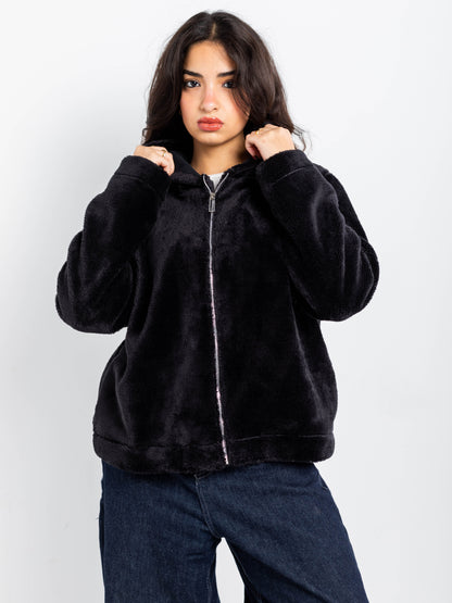 Heavyweight Faux-Fur Zip Hoodie