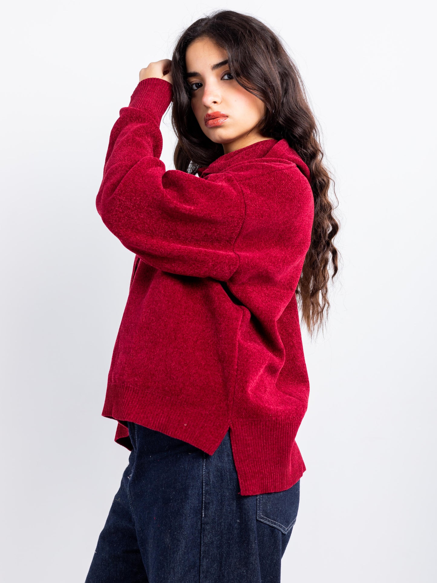 Relaxed Knit Drawstring Hoodie