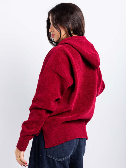Relaxed Knit Drawstring Hoodie