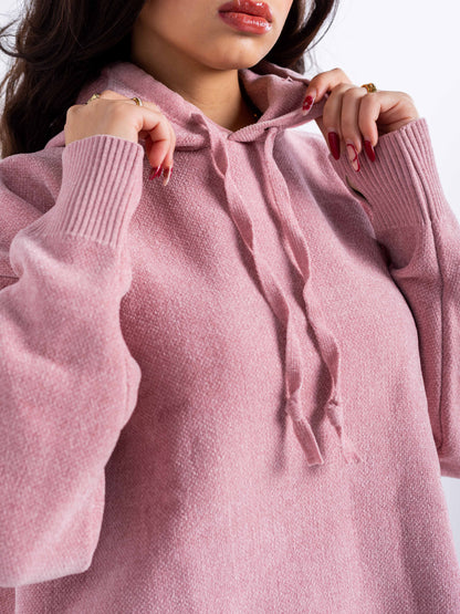 Relaxed Knit Drawstring Hoodie