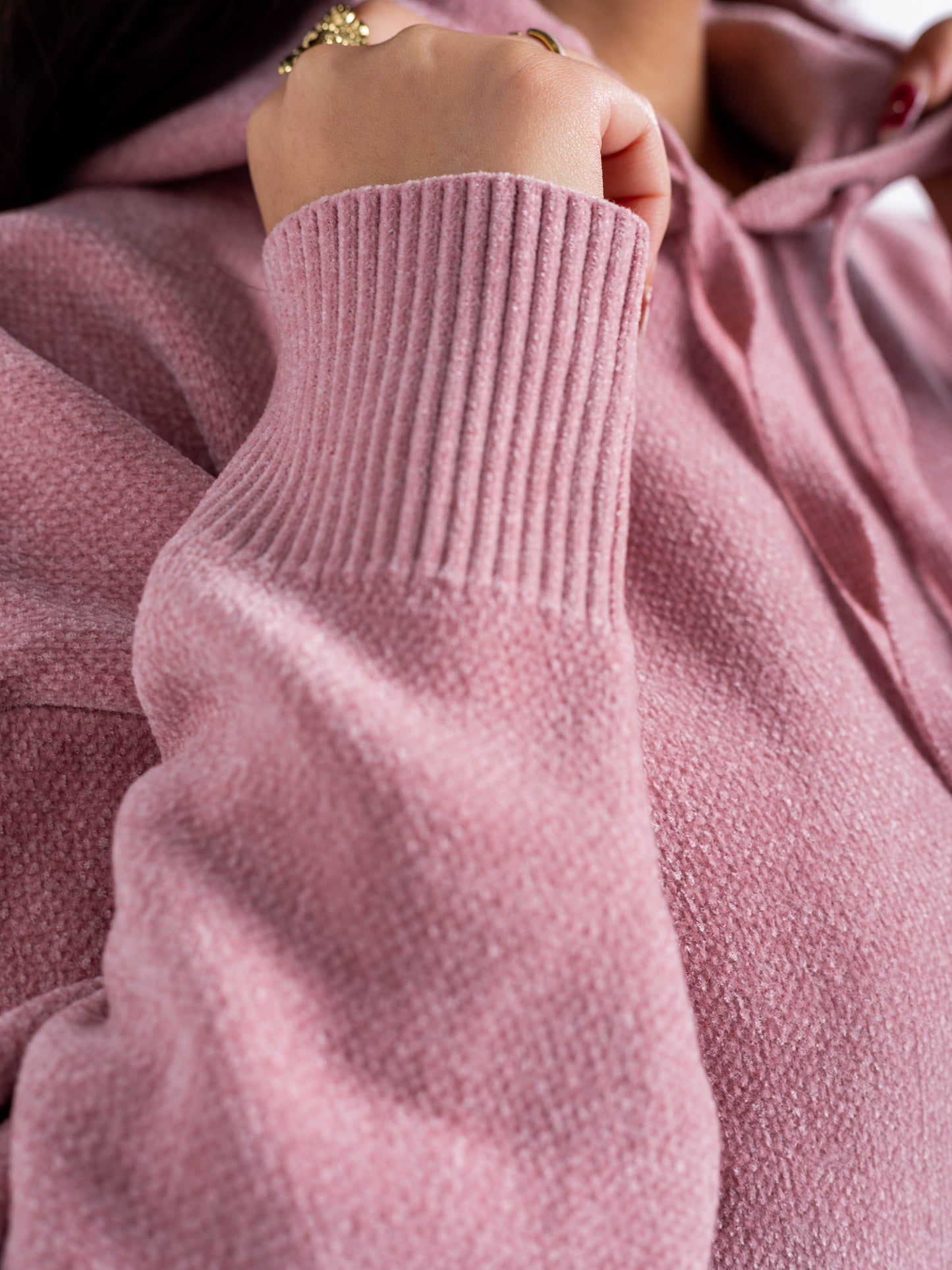 Relaxed Knit Drawstring Hoodie