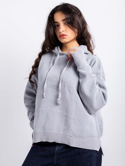 Relaxed Knit Drawstring Hoodie