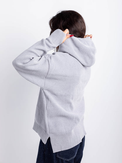 Relaxed Knit Drawstring Hoodie