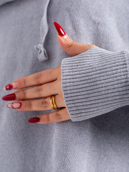 Relaxed Knit Drawstring Hoodie