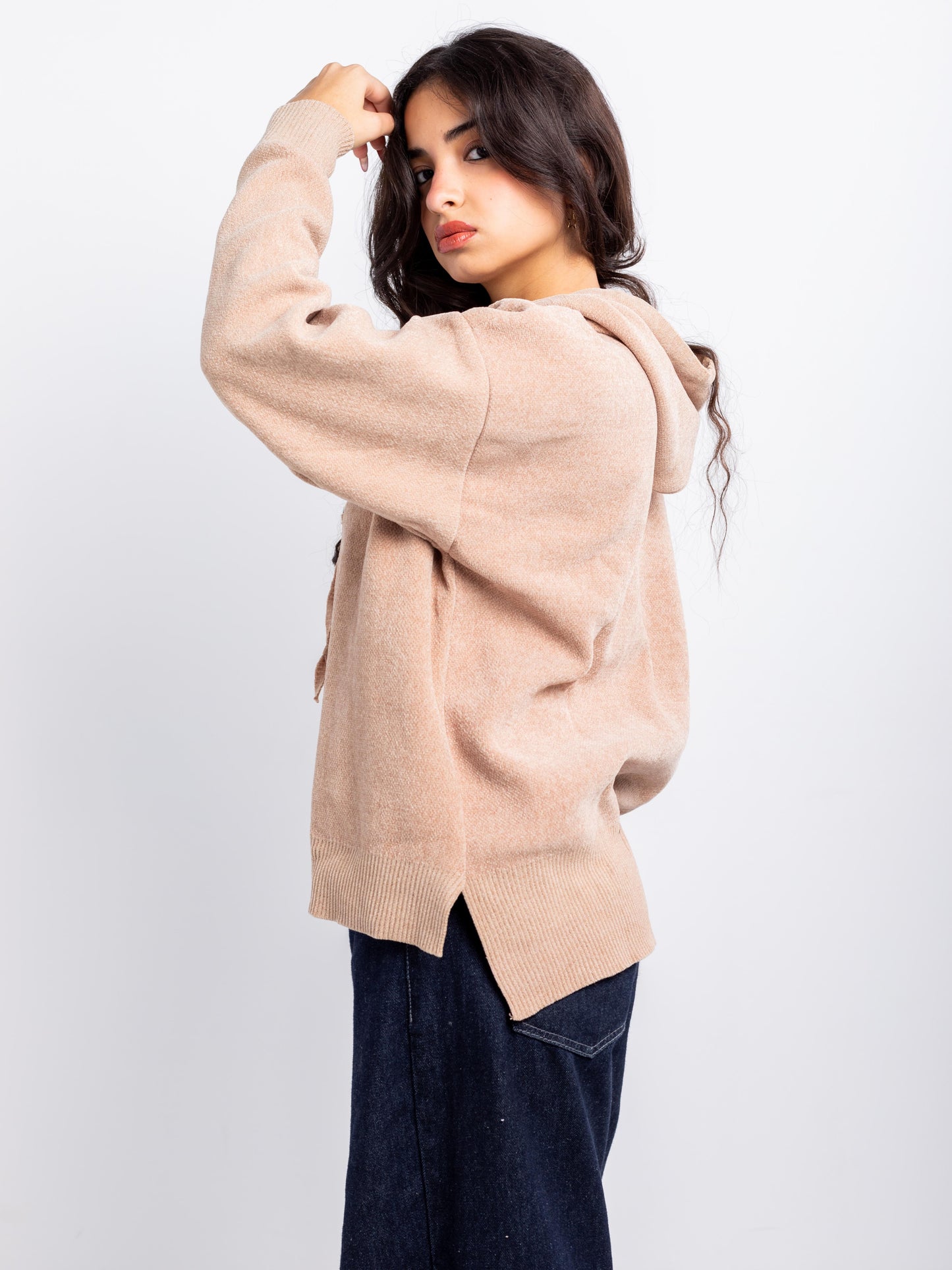 Relaxed Knit Drawstring Hoodie