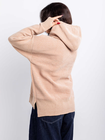 Relaxed Knit Drawstring Hoodie