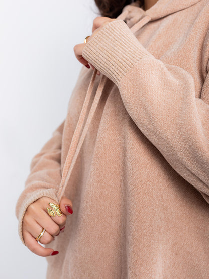 Relaxed Knit Drawstring Hoodie