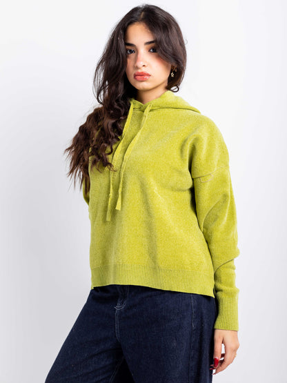 Relaxed Knit Drawstring Hoodie