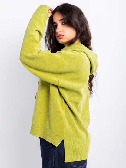 Relaxed Knit Drawstring Hoodie