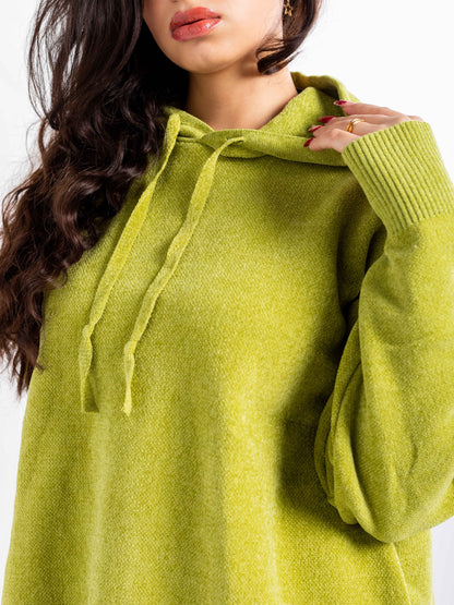 Relaxed Knit Drawstring Hoodie