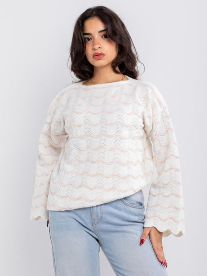 Pastel Wave Knit Oversized Sweater