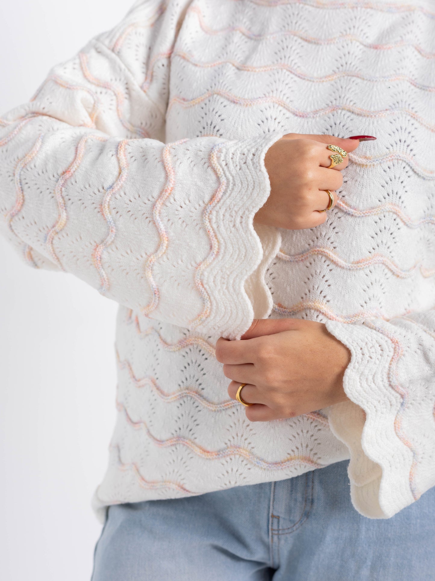 Pastel Wave Knit Oversized Sweater