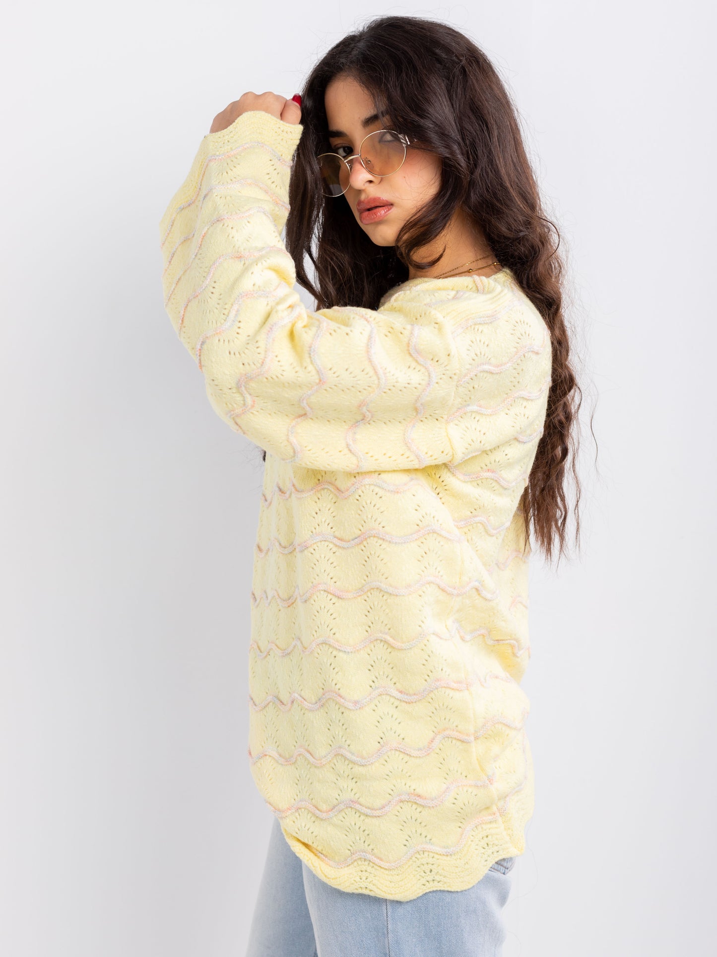 Pastel Wave Knit Oversized Sweater