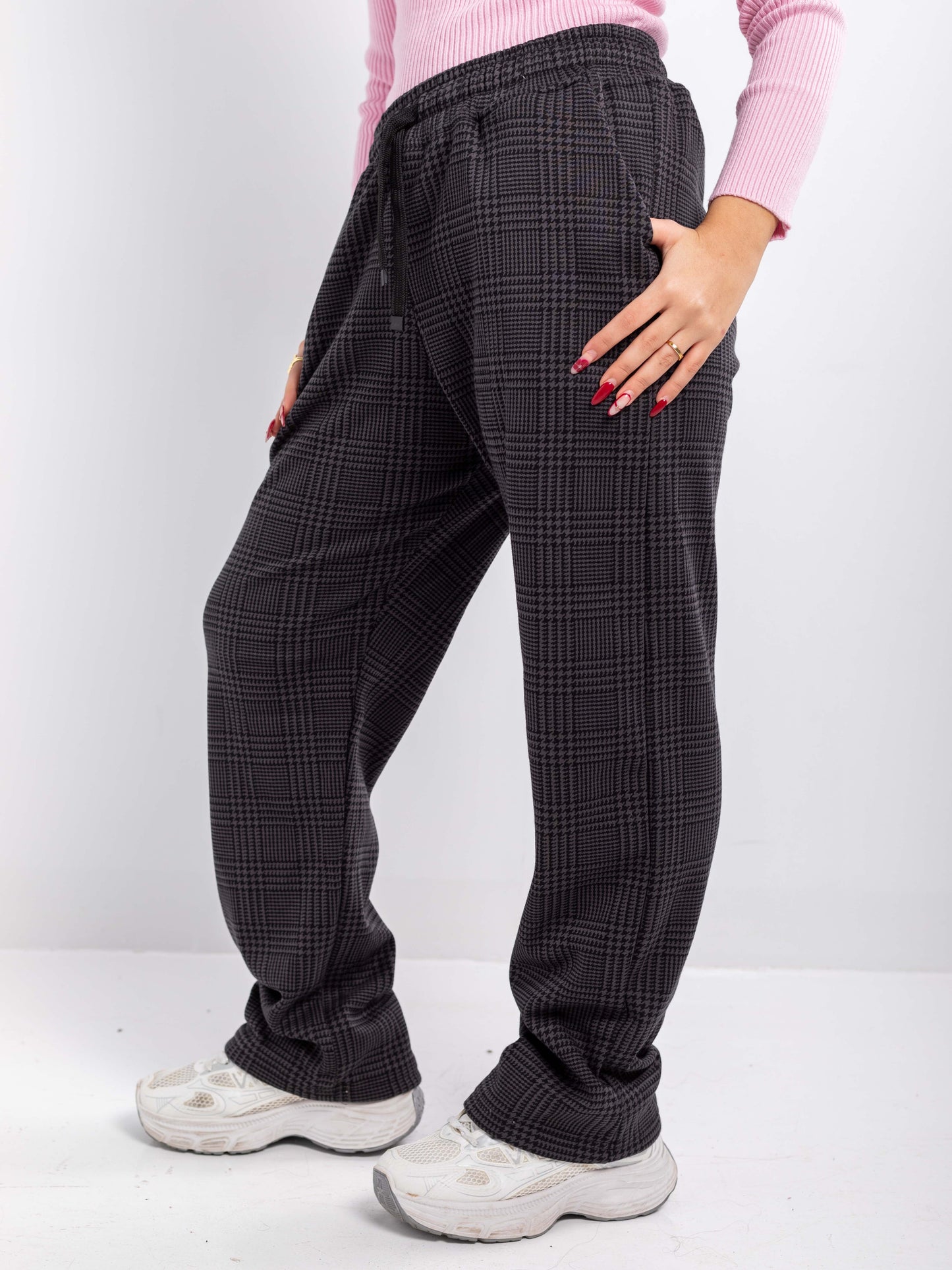Plaid Drawstring Trousers