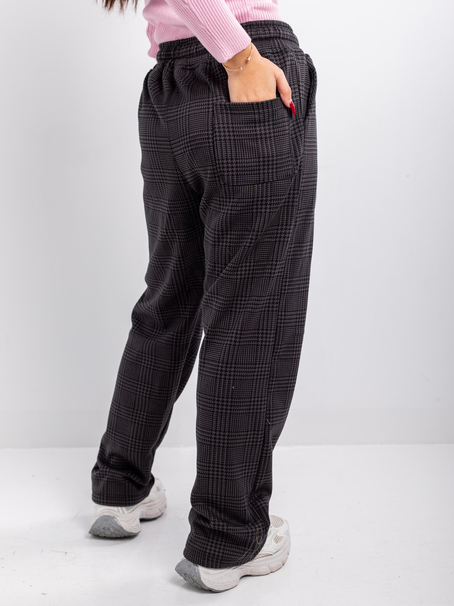 Plaid Drawstring Trousers