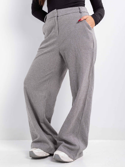 Textured Wide-Leg Slacks