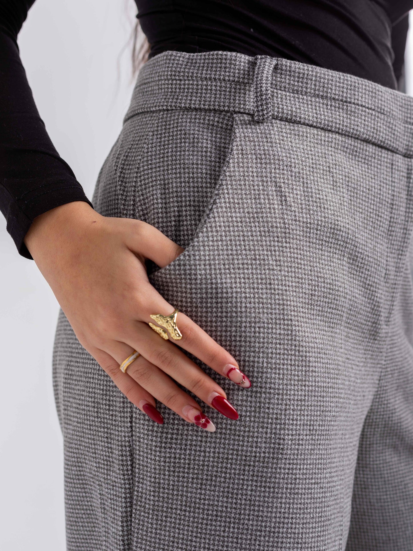 Textured Wide-Leg Slacks