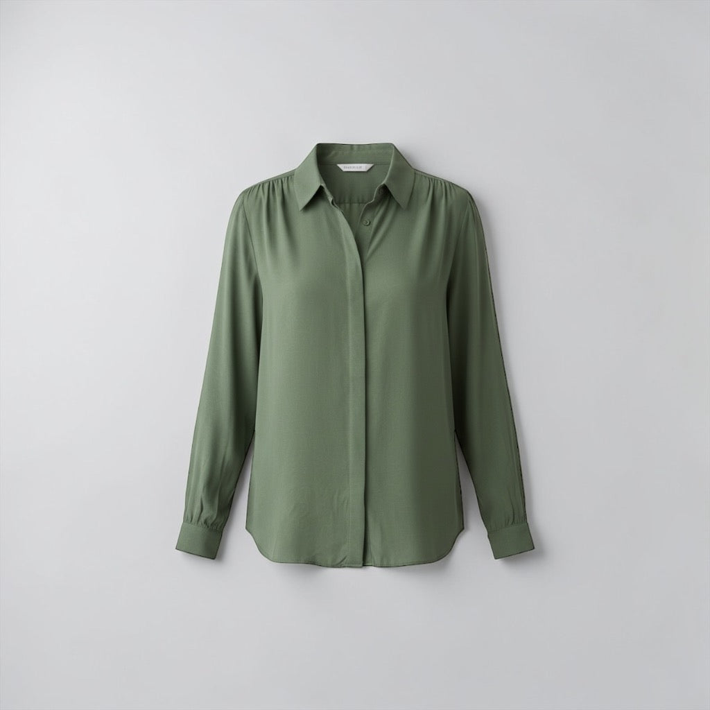 The Willow Sage Silk Blouse