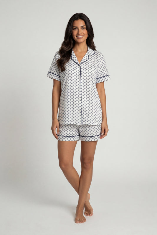 Printed Pajama Set (Short Sleeve & Shorts)