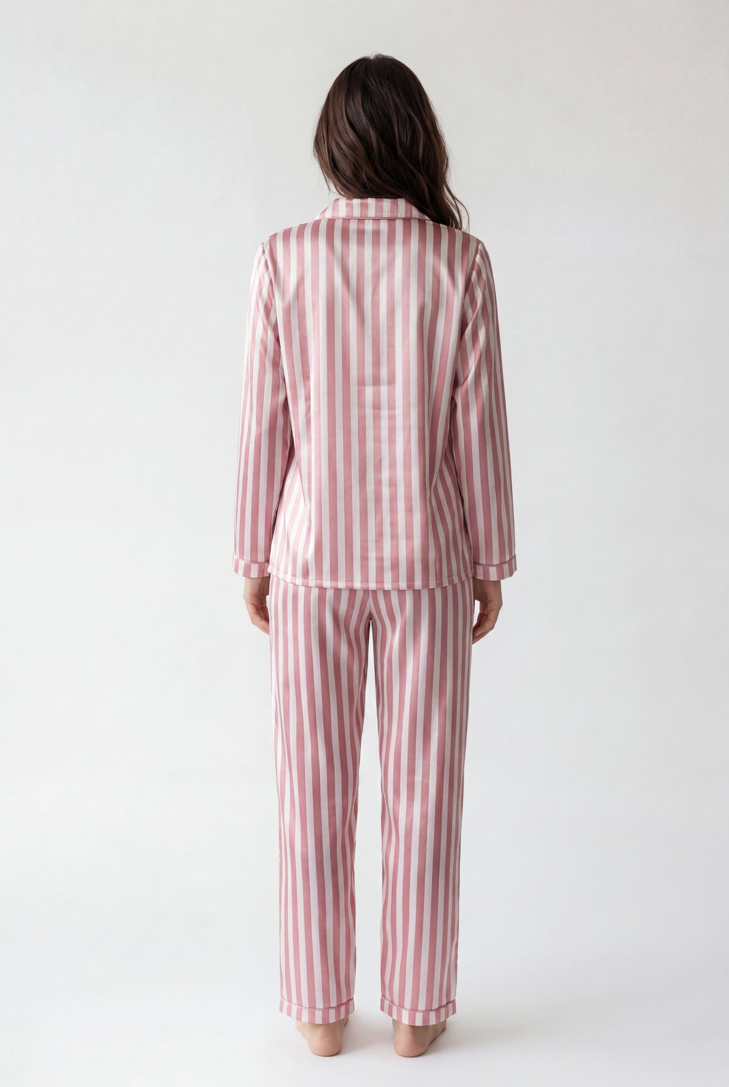 Satin Stripe Pajama Set (Long Sleeve)