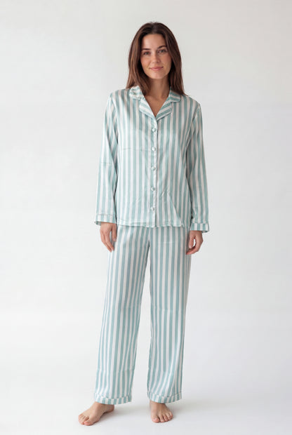 Satin Stripe Pajama Set (Long Sleeve)