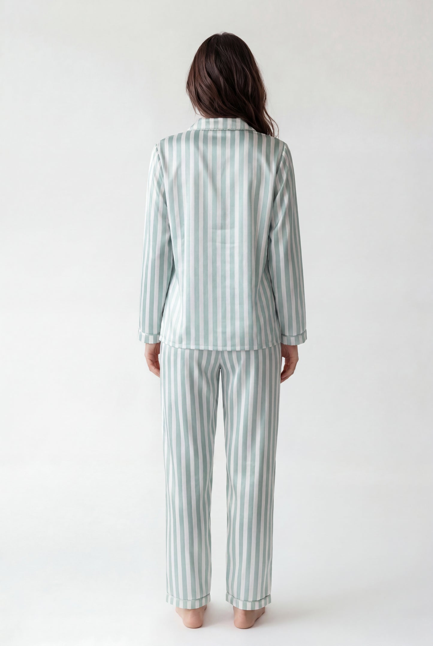 Satin Stripe Pajama Set (Long Sleeve)