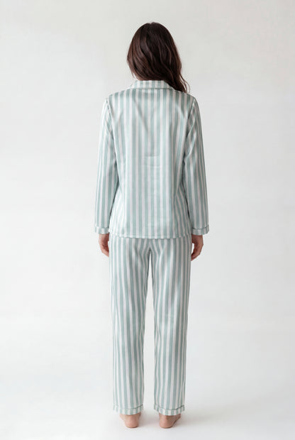 Satin Stripe Pajama Set (Long Sleeve)