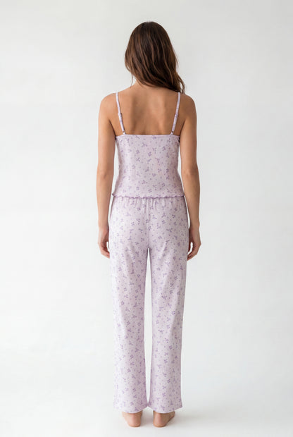 Textured Floral Pajama Set (Sleeveless)