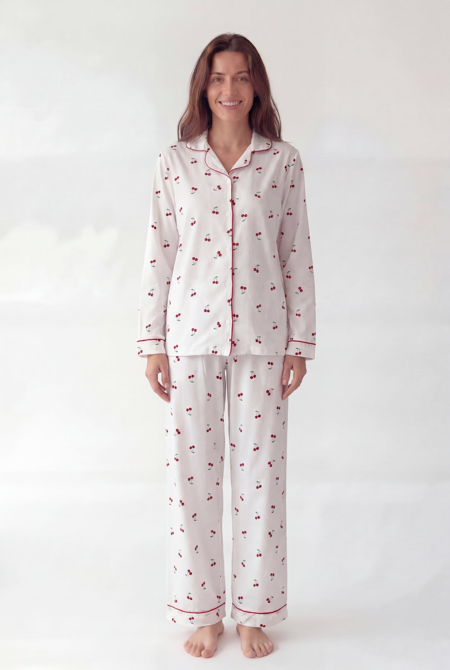 Cherry Print Cotton Pajama Set