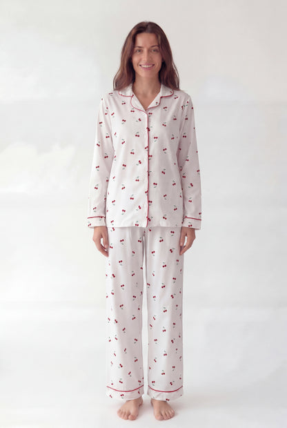 Cherry Print Cotton Pajama Set