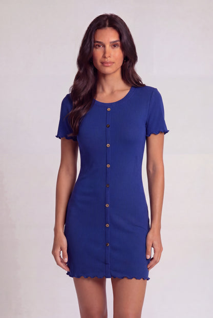 The Ribbed Button Mini Dress
